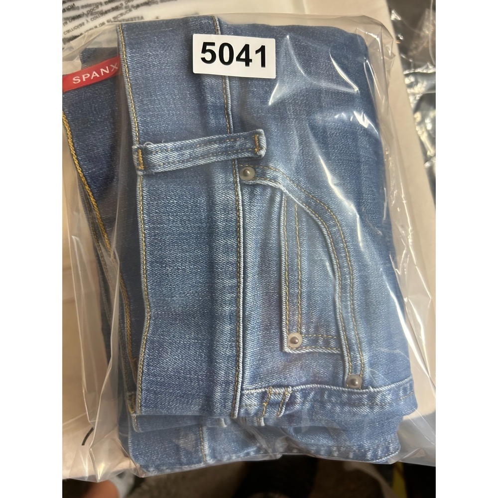 Vintage Spanx Wide Leg Jeans Womens L Indigo Blue Denim Seamed Front Pull On - Picture 14 of 14